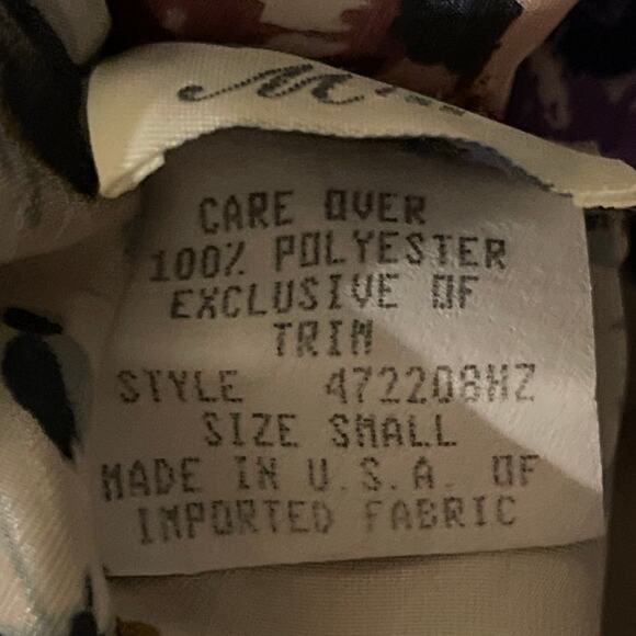 Vintage California Miss Set Size Small Purple Floral Satin Nightgown Robe - Picture 9 of 10